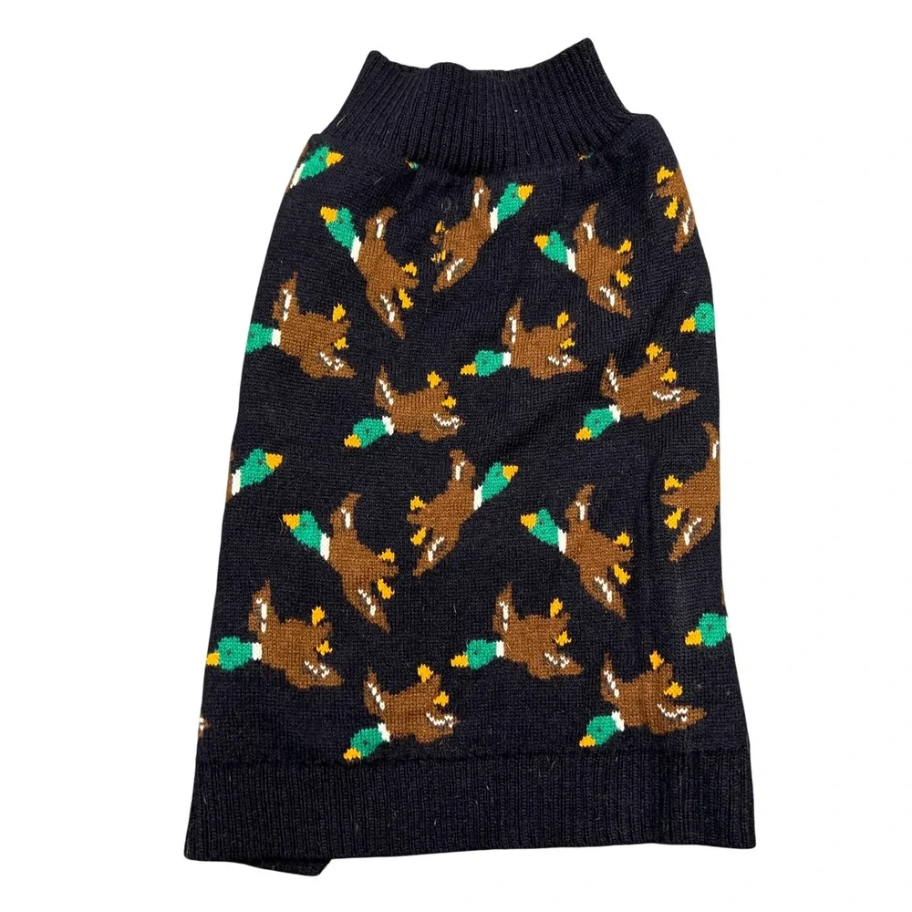 Retriever Mallard Duck Knit Dog Sweater Navy Blue Size Medium Pet Clothes